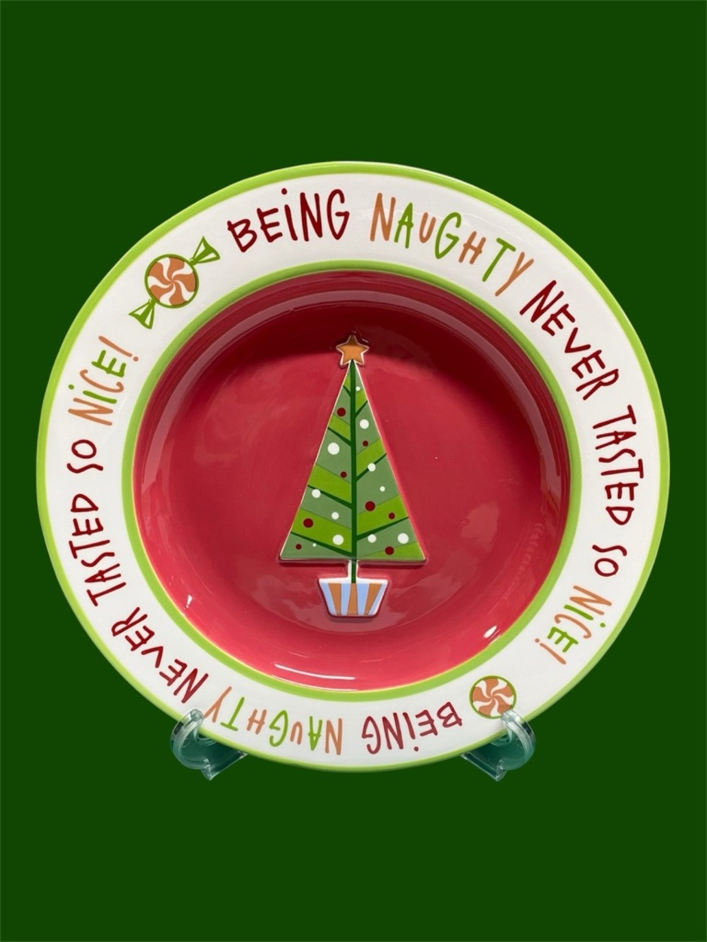 RUSS Red & Green Holiday Platter Naughty But Nice Plate